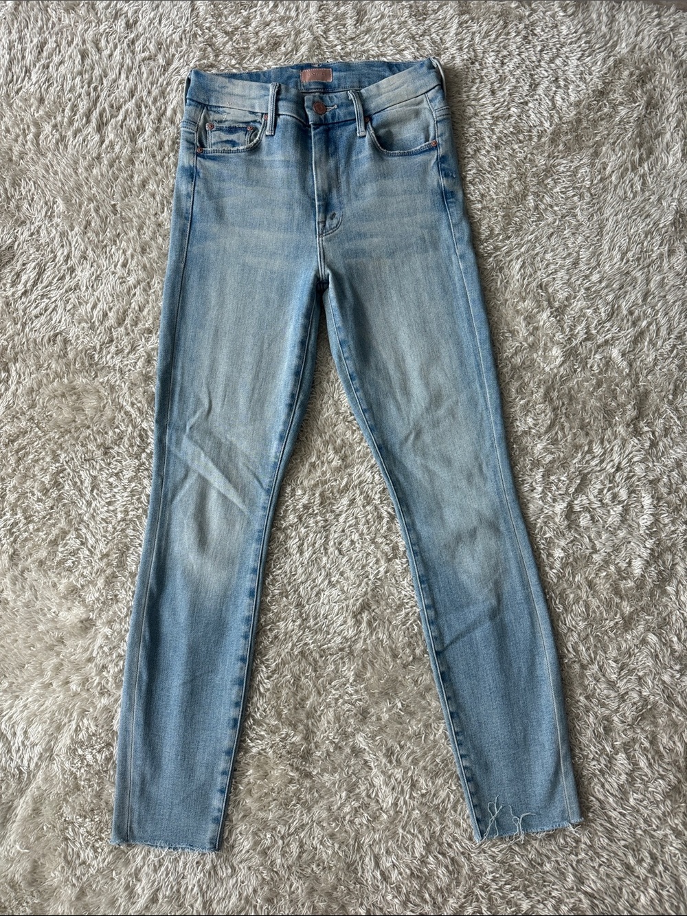 MOTHER denim high waisted looker ankle fray